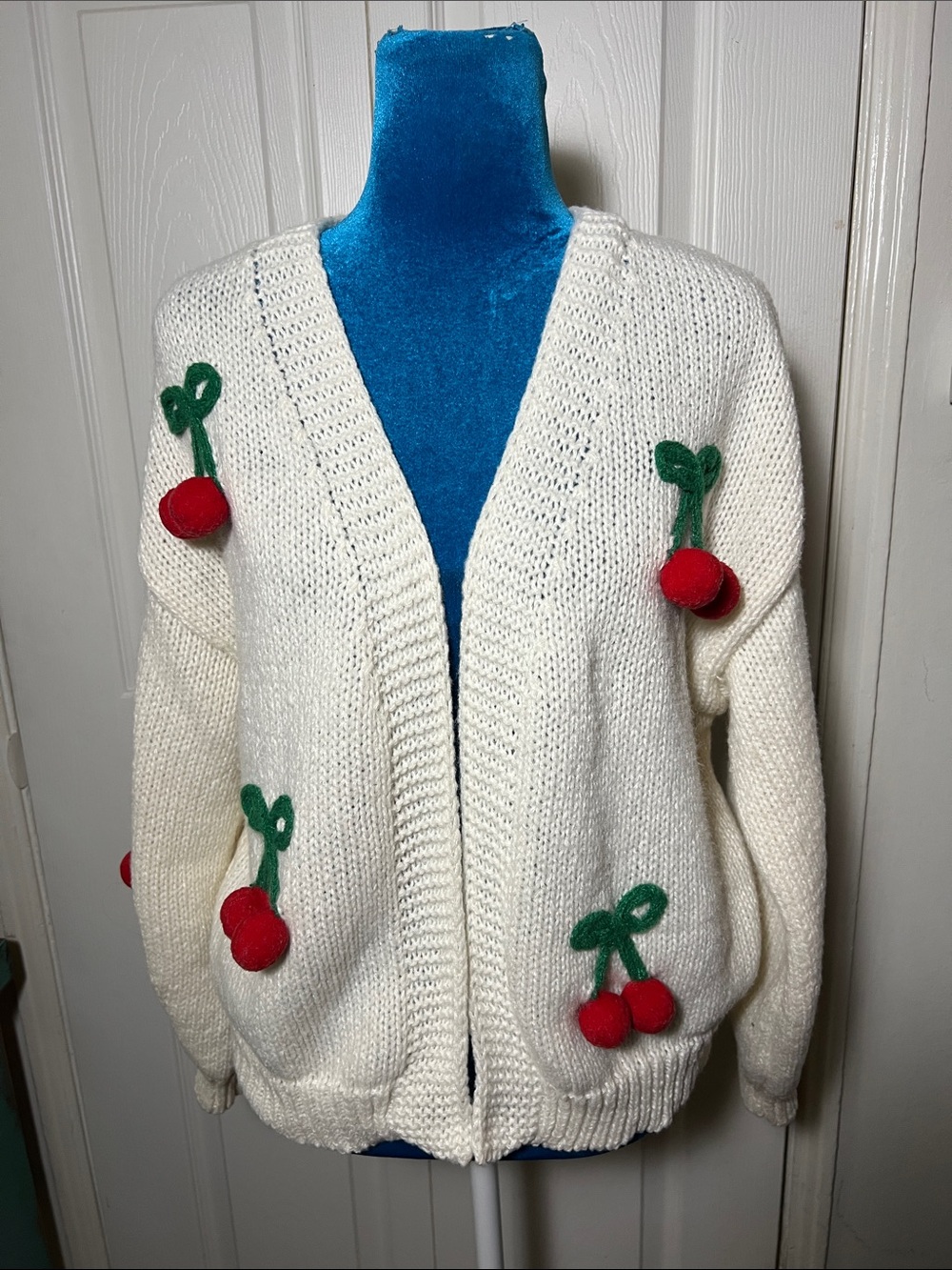 Luna Ivy Cherry Open Cardigan Sweater Women’s XS S